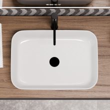 HD Meda White 55 cm széles pultra ültethető fényes fehér porcelán mosdótál