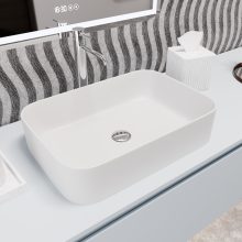 HD Meda Matt White 55 cm széles pultra ültethető matt fehér porcelán mosdótál