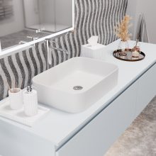 HD Meda Matt White 55 cm széles pultra ültethető matt fehér porcelán mosdótál