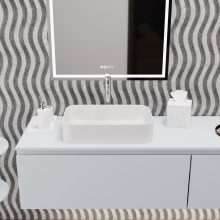 HD Meda Matt White 55 cm széles pultra ültethető matt fehér porcelán mosdótál