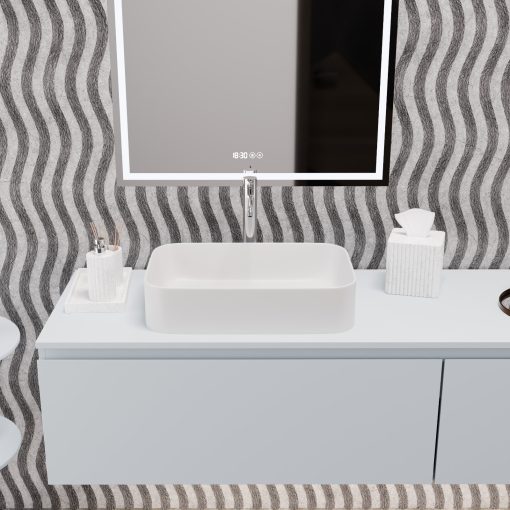 HD Meda Matt White 55 cm széles pultra ültethető matt fehér porcelán mosdótál