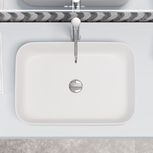 HD Meda Matt White 55 cm széles pultra ültethető matt fehér porcelán mosdótál