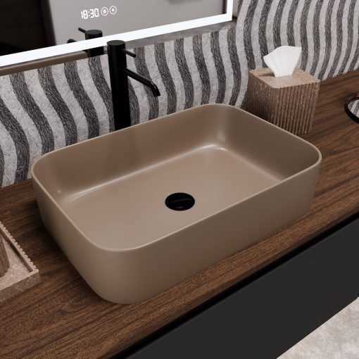 HD Meda Matt Cappucino 55 cm széles pultra ültethető matt cappucino porcelán mosdótál