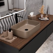 HD Meda Matt Cappucino 55 cm széles pultra ültethető matt cappucino porcelán mosdótál