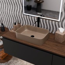 HD Meda Matt Cappucino 55 cm széles pultra ültethető matt cappucino porcelán mosdótál