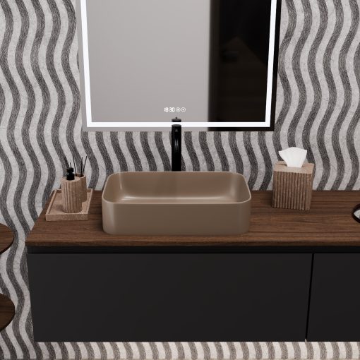 HD Meda Matt Cappucino 55 cm széles pultra ültethető matt cappucino porcelán mosdótál