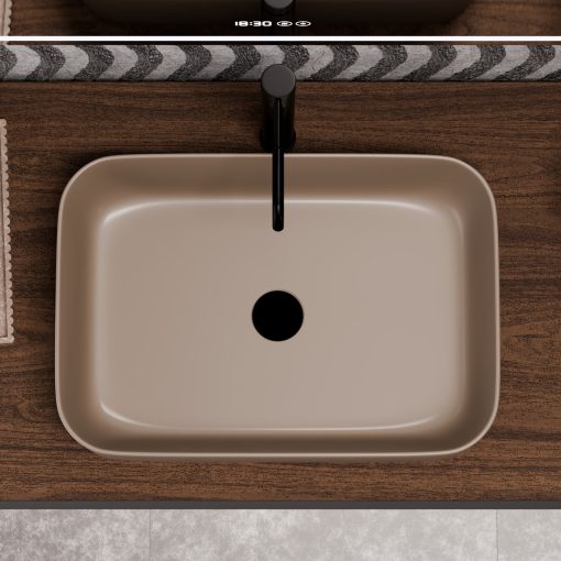 HD Meda Matt Cappucino 55 cm széles pultra ültethető matt cappucino porcelán mosdótál