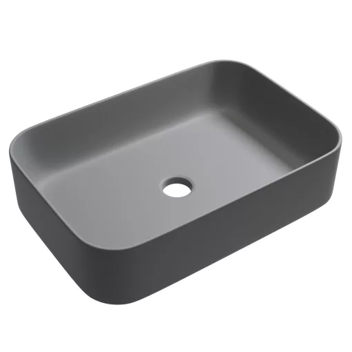 HD Meda Matt Grey 55 cm széles pultra ültethető porcelán mosdótál, matt szürke