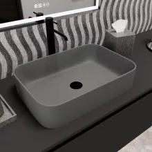 HD Meda Matt Grey 55 cm széles pultra ültethető porcelán mosdótál, matt szürke