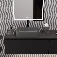 HD Meda Matt Grey 55 cm széles pultra ültethető porcelán mosdótál, matt szürke