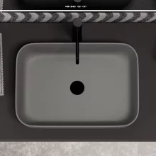 HD Meda Matt Grey 55 cm széles pultra ültethető porcelán mosdótál, matt szürke