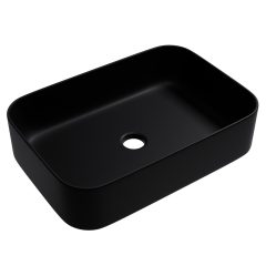   HD Meda Matt Black 55 cm széles pultra ültethető matt fekete porcelán mosdótál