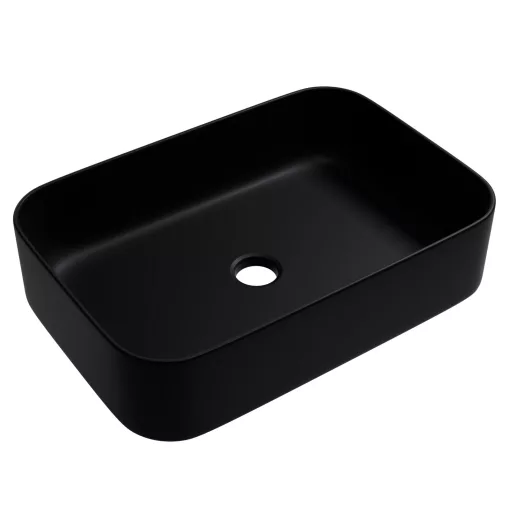 HD Meda Matt Black 55 cm széles pultra ültethető matt fekete porcelán mosdótál