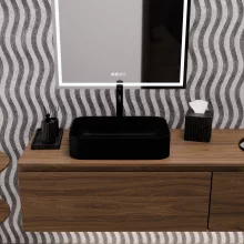 HD Meda Matt Black 55 cm széles pultra ültethető matt fekete porcelán mosdótál