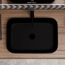 HD Meda Matt Black 55 cm széles pultra ültethető matt fekete porcelán mosdótál