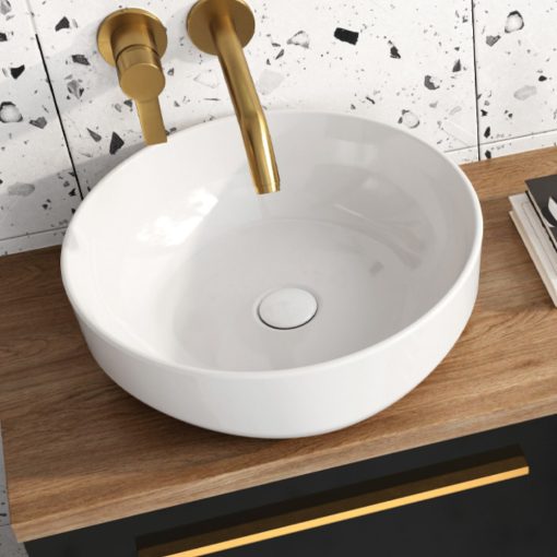 HD Lily White 42 cm széles pultra ültethető hófehér porcelán mosdótál