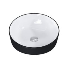 HD Lily Black&White 42 cm széles pultra ültethető fekete-fehér porcelán mosdótál