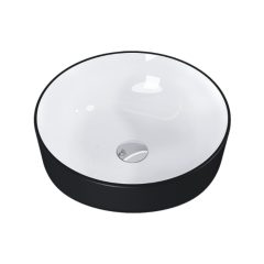   HD Lily Black&White 42 cm széles pultra ültethető fekete-fehér porcelán mosdótál