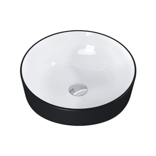 HD Lily Black&White 42 cm széles pultra ültethető fekete-fehér porcelán mosdótál