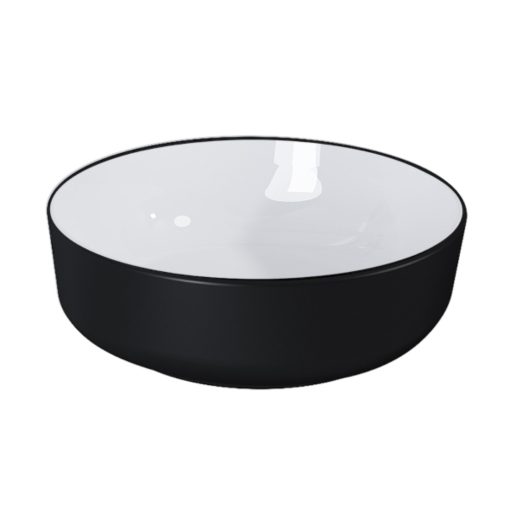 HD Lily Black&White 42 cm széles pultra ültethető fekete-fehér porcelán mosdótál