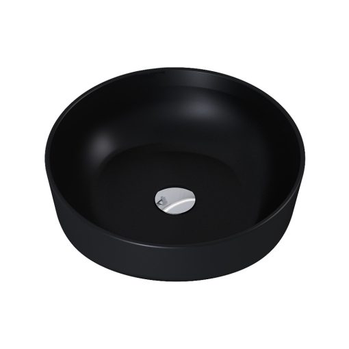 HD Lily Matt Black 42 cm széles pultra ültethető matt fekete porcelán mosdótál