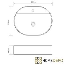 HD Arizona White 50 cm széles pultra ültethető hófehér porcelán mosdótál