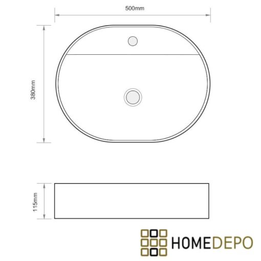 HD Arizona White 50 cm széles pultra ültethető hófehér porcelán mosdótál