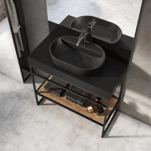 HD Arizona Matt Black 50 cm széles pultra ültethető matt fekete porcelán mosdótál