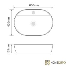 HD Arizona White 60 cm széles pultra ültethető hófehér porcelán mosdótál