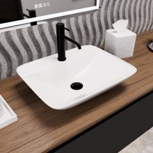 HD Aspira White 50 cm széles pultra ültethető hófehér porcelán mosdótál