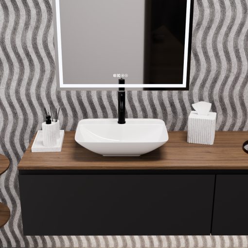 HD Aspira White 50 cm széles pultra ültethető hófehér porcelán mosdótál