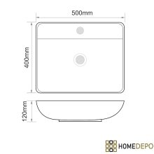 HD Aspira White 50 cm széles pultra ültethető hófehér porcelán mosdótál