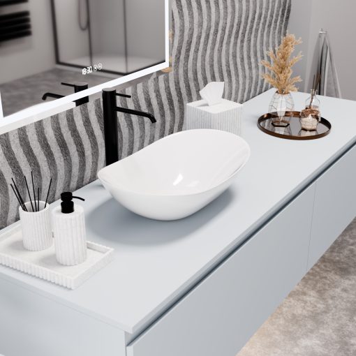 HD Emotion White 52 cm széles pultra ültethető hófehér porcelán mosdótál