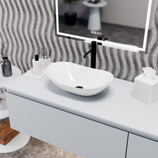 HD Emotion White 52 cm széles pultra ültethető hófehér porcelán mosdótál