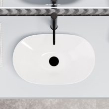 HD Emotion White 52 cm széles pultra ültethető hófehér porcelán mosdótál