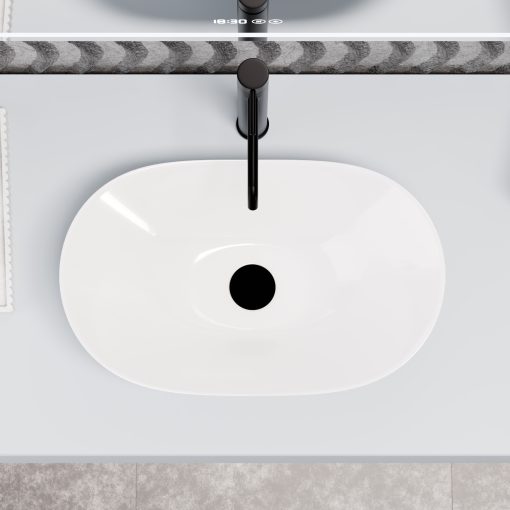 HD Emotion White 52 cm széles pultra ültethető hófehér porcelán mosdótál