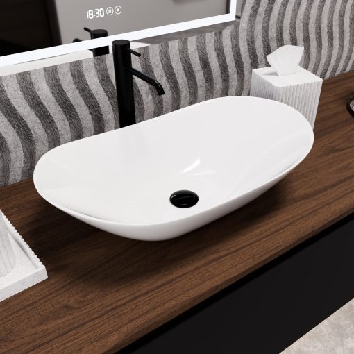 HD Emotion White 62 cm széles pultra ültethető hófehér porcelán mosdótál