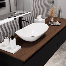 HD Emotion White 62 cm széles pultra ültethető hófehér porcelán mosdótál