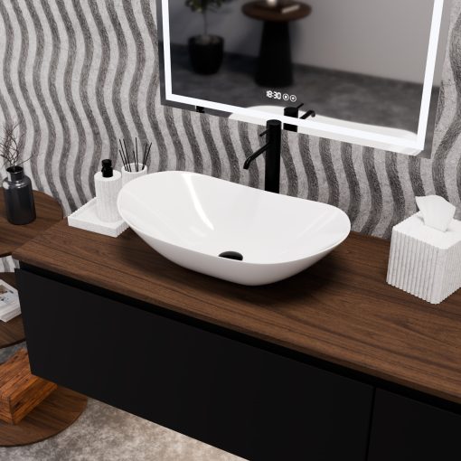 HD Emotion White 62 cm széles pultra ültethető hófehér porcelán mosdótál