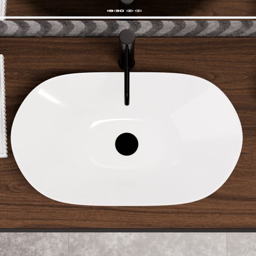 HD Emotion White 62 cm széles pultra ültethető hófehér porcelán mosdótál