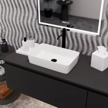 HD Velar White 50 cm széles pultra ültethető hófehér porcelán mosdótál