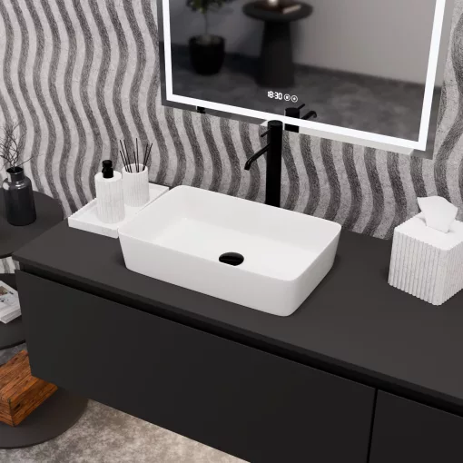 HD Velar White 50 cm széles pultra ültethető hófehér porcelán mosdótál
