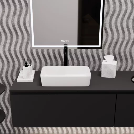 HD Velar White 50 cm széles pultra ültethető hófehér porcelán mosdótál