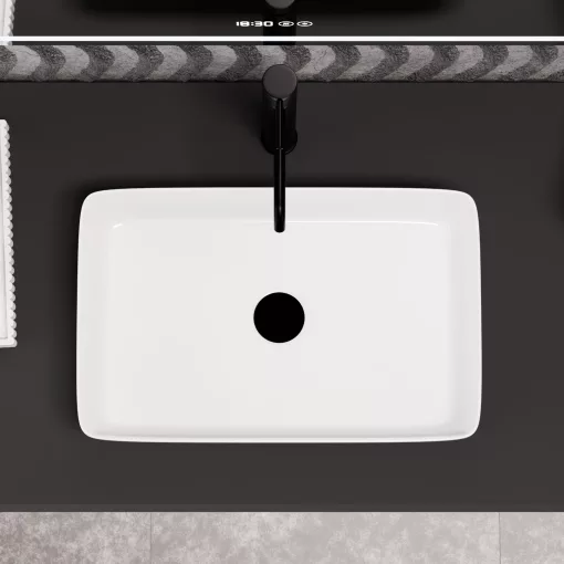 HD Velar White 50 cm széles pultra ültethető hófehér porcelán mosdótál