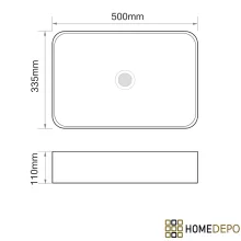 HD Velar White 50 cm széles pultra ültethető hófehér porcelán mosdótál