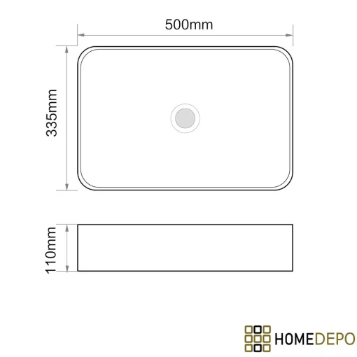 HD Velar White 50 cm széles pultra ültethető hófehér porcelán mosdótál