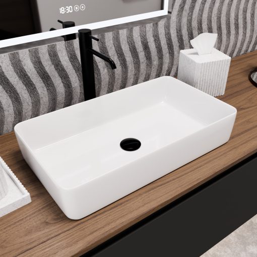 HD Velar White 60 cm széles pultra ültethető hófehér porcelán mosdótál