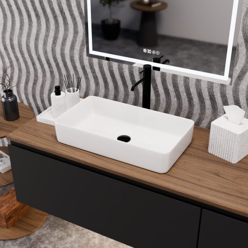 HD Velar White 60 cm széles pultra ültethető hófehér porcelán mosdótál