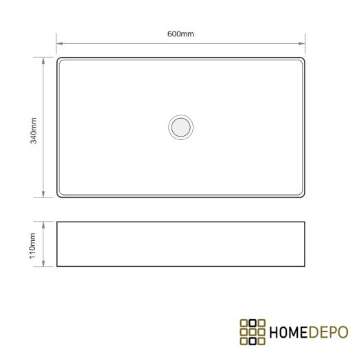 HD Velar White 60 cm széles pultra ültethető hófehér porcelán mosdótál
