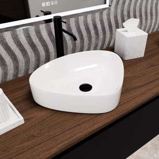HD Ona White 50 cm széles pultra ültethető hófehér porcelán mosdótál